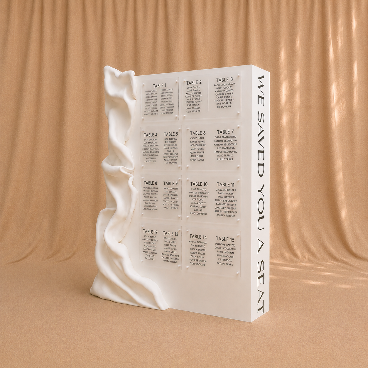 Sculpted Seating Chart rental for weddings and events in Chandler, Arizona